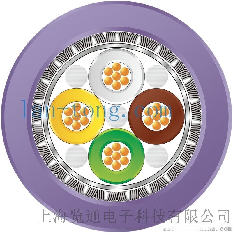 4芯紫色總線通訊電纜 CAN-bus拖鏈專(zhuān)用線纜