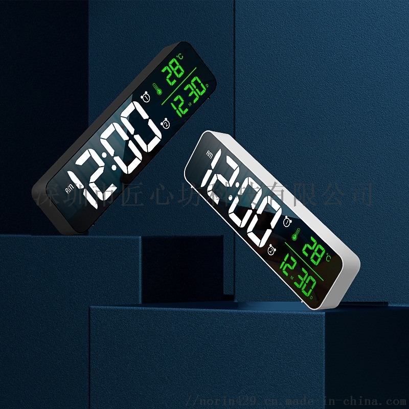 新款LED家用電子鬧鐘鏡面音樂(lè)時(shí)鐘