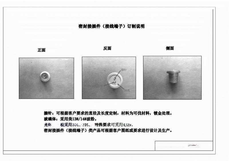 本廠專業(yè)提供玻璃燒結(jié)組件，為接線端子，連接座，連接器、接插件以及壓力傳感器，IC封裝，電池組封裝等領(lǐng)域提供玻璃燒結(jié)以及配件服務(wù)