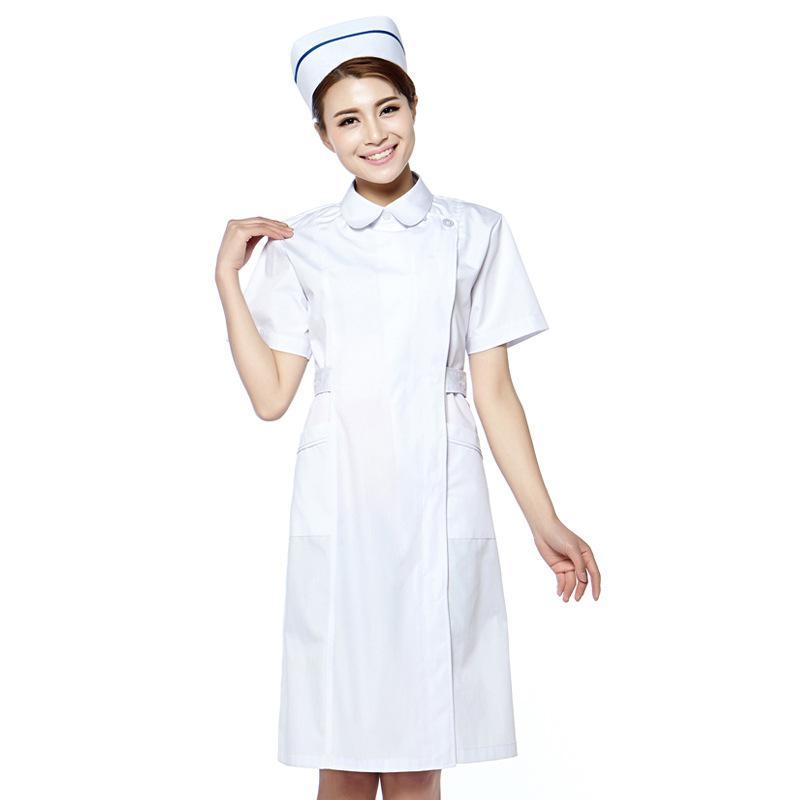 護(hù)士服短袖夏醫(yī)生服美容服 白大褂顏色齊全偏襟修身定做店標(biāo)logo