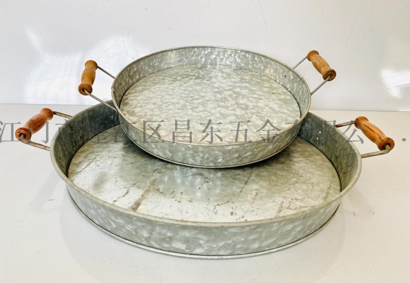 鍍鋅大鐵盤，花園五金盤，鐵皮盤，鐵皮，木柄托盤