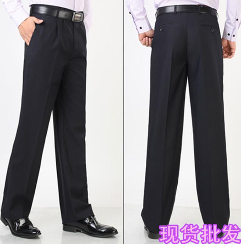 供應(yīng)四季款防皺免燙修身厚款商務(wù)經(jīng)理男裝直筒西裝褲子男褲黑色